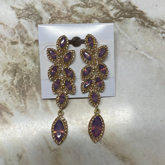 Formal Earrings Lilac Leafy Drop