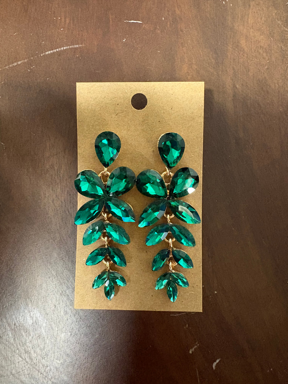 Formal Earrings Emerald Green Long Dangle