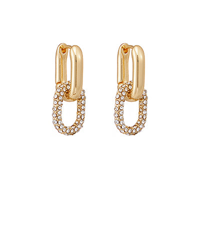 Gold Crystal Chain Huggie