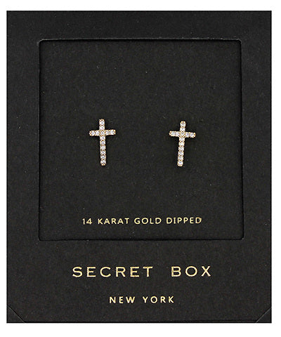 Crystal Boxed Cross Studs