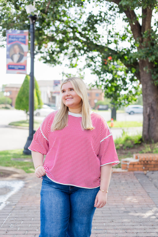Girl on Fire Tee - Red/White