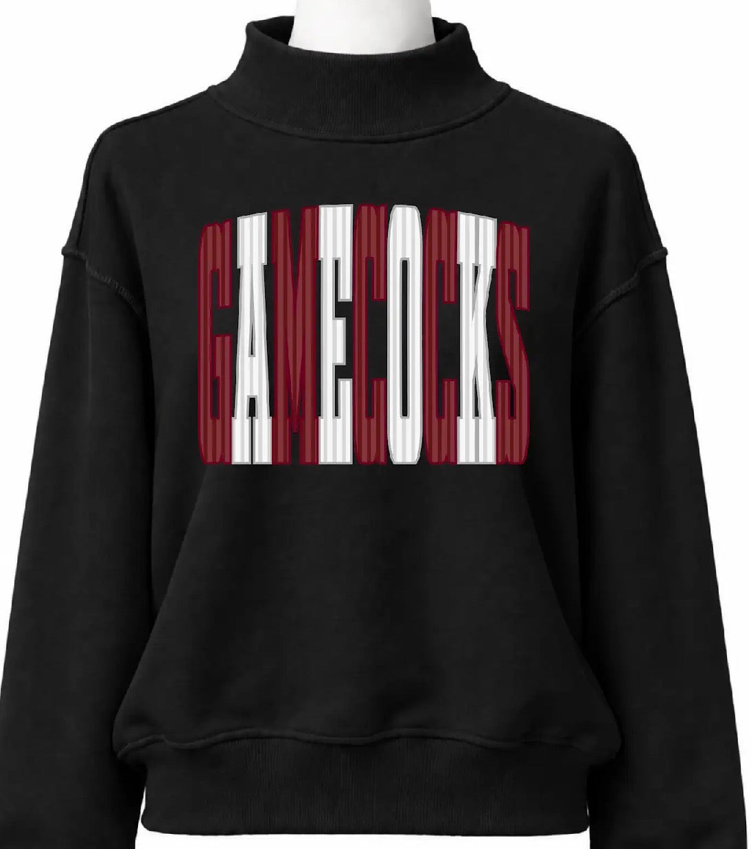 GAMECOCKS Stripe Mock Neck - Black