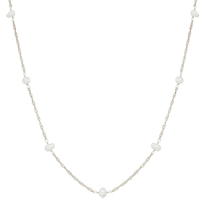 Silver Freshwater Pearl Beaded Single Layered 16"-18" Necklace