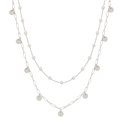Silver Chain with Pearl Accents 16"-18" Necklace