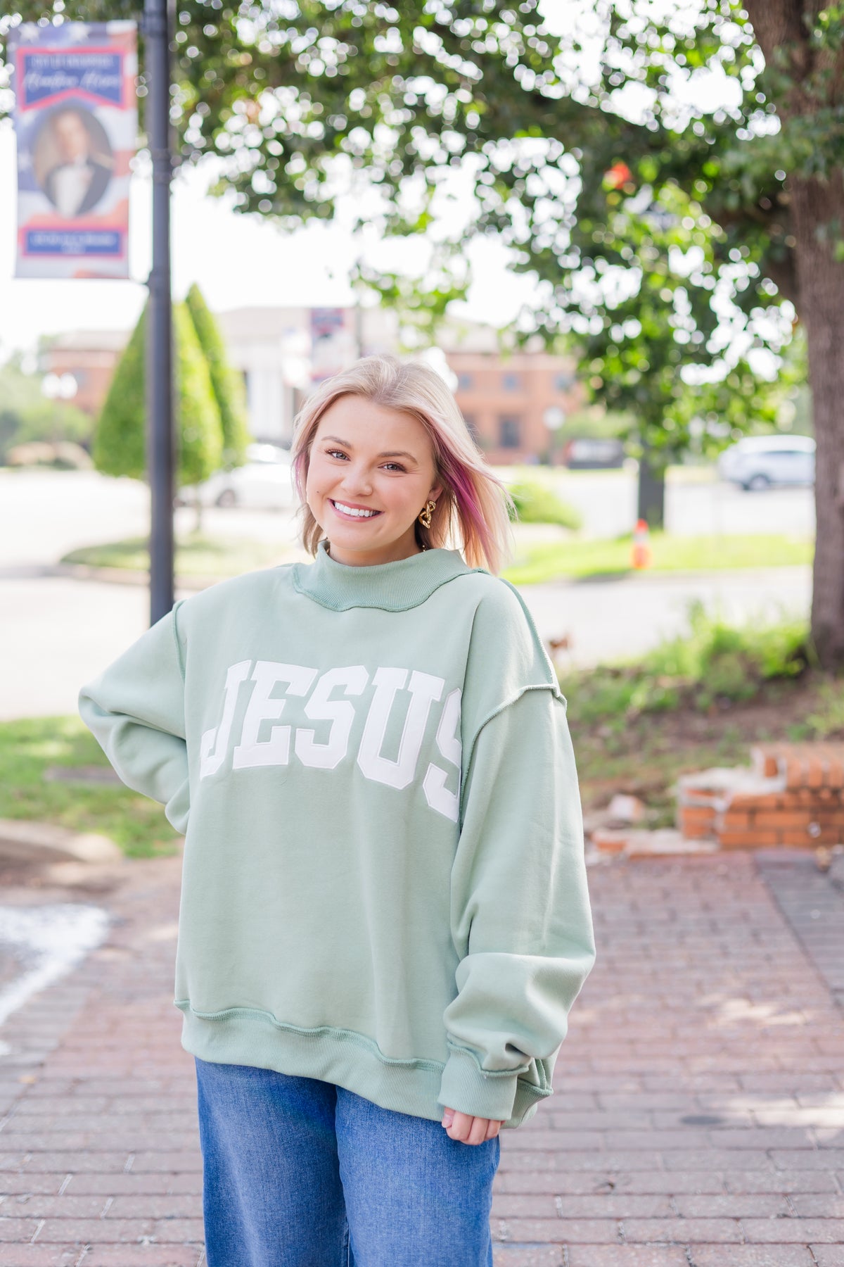 JESUS Mock Neck - Sage