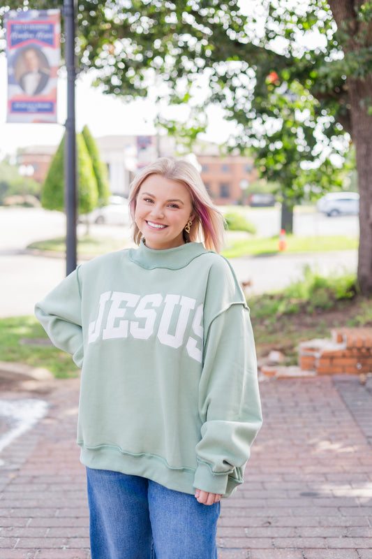 JESUS Mock Neck - Sage