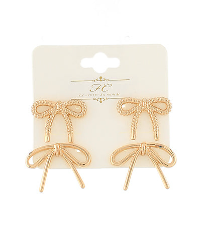 Gold Bow Earring Set