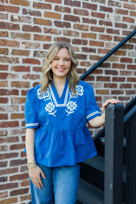 Santorini Stitch Top