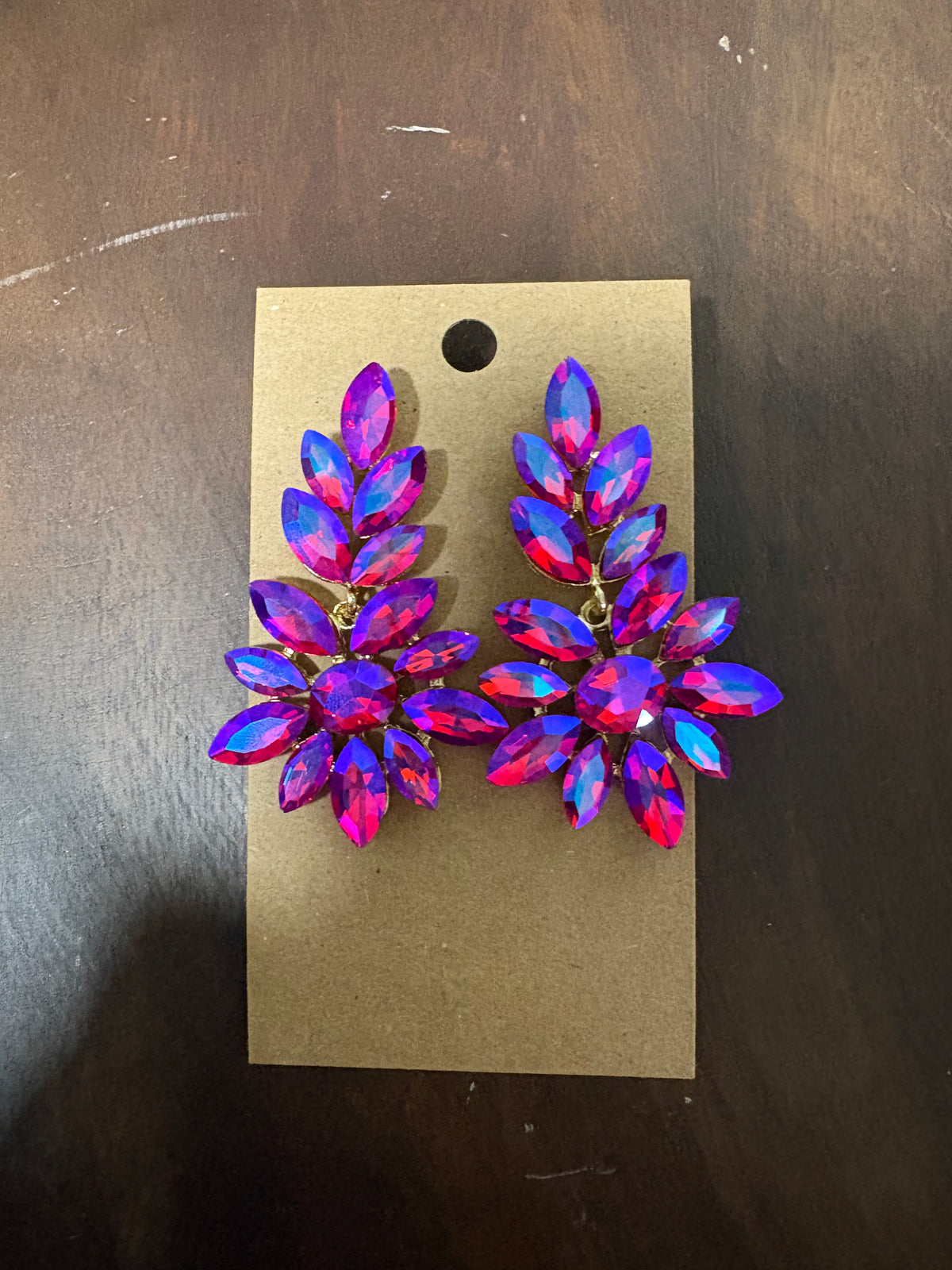 Formal Earrings Red Purple AB Cluster
