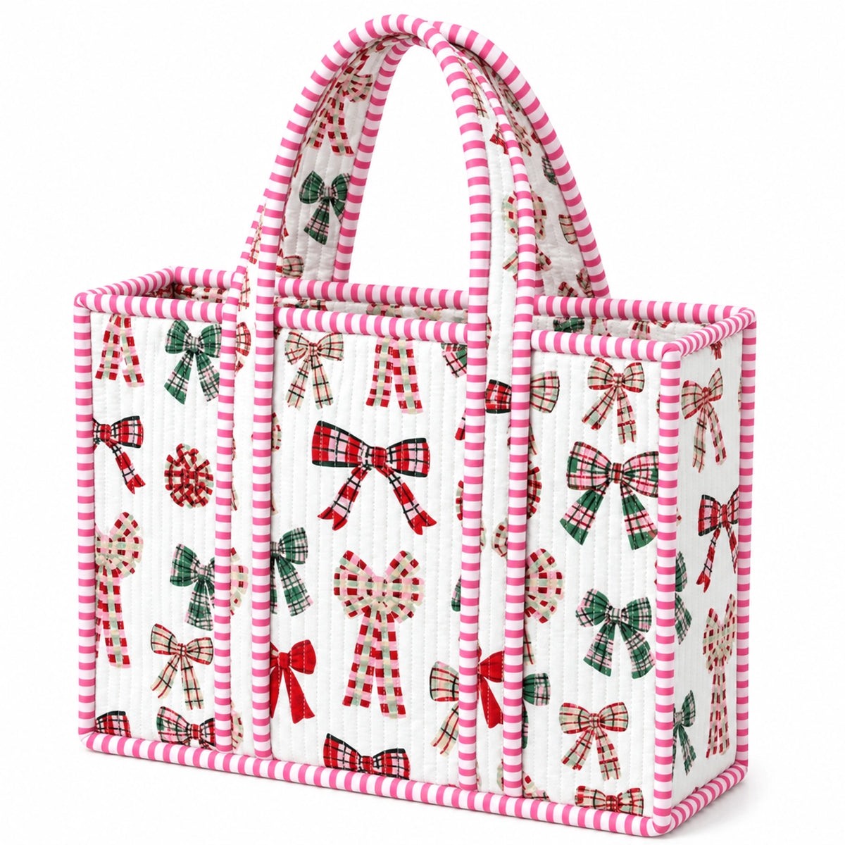 Christmas Bows Quilted Bag - Mini Tote