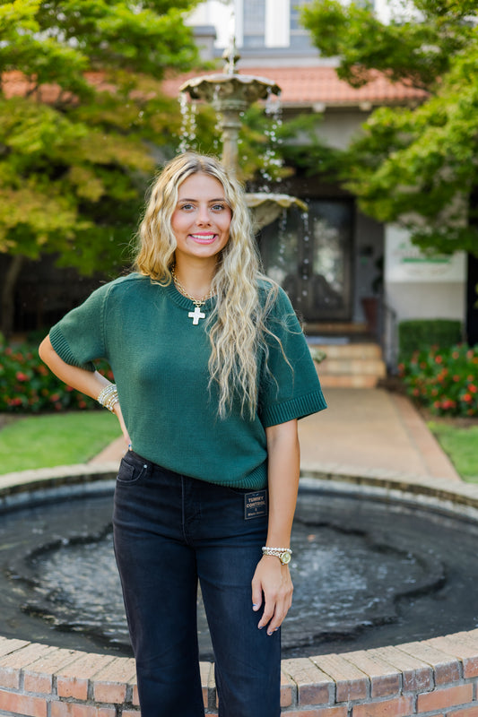 Caught You Smiling Sweater - Emerald