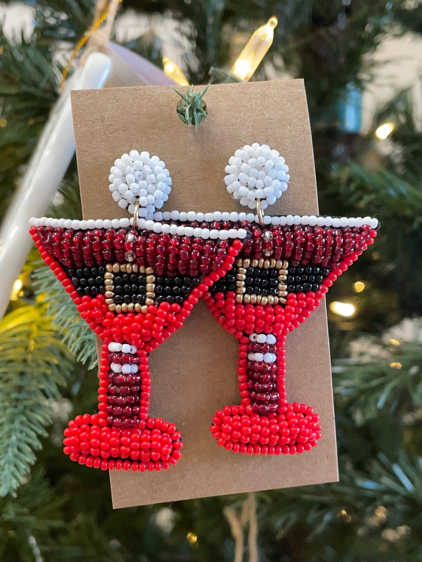 Christmas Martini Beaded Earrings