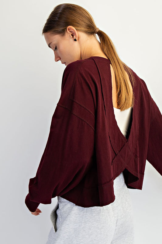 My Time Long Sleeve Tee - Dark Cherry