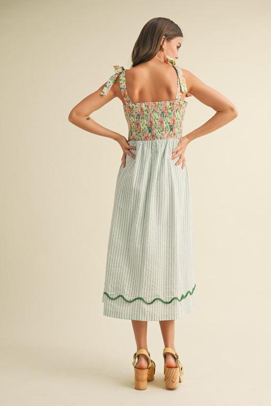 Good Vibes Only Midi Dress - Dusty Sage