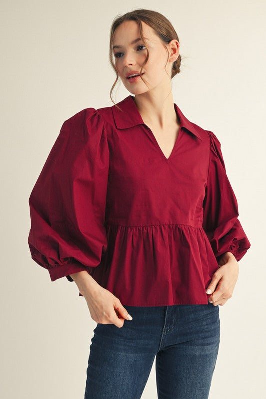 The Susan Top - Burgundy