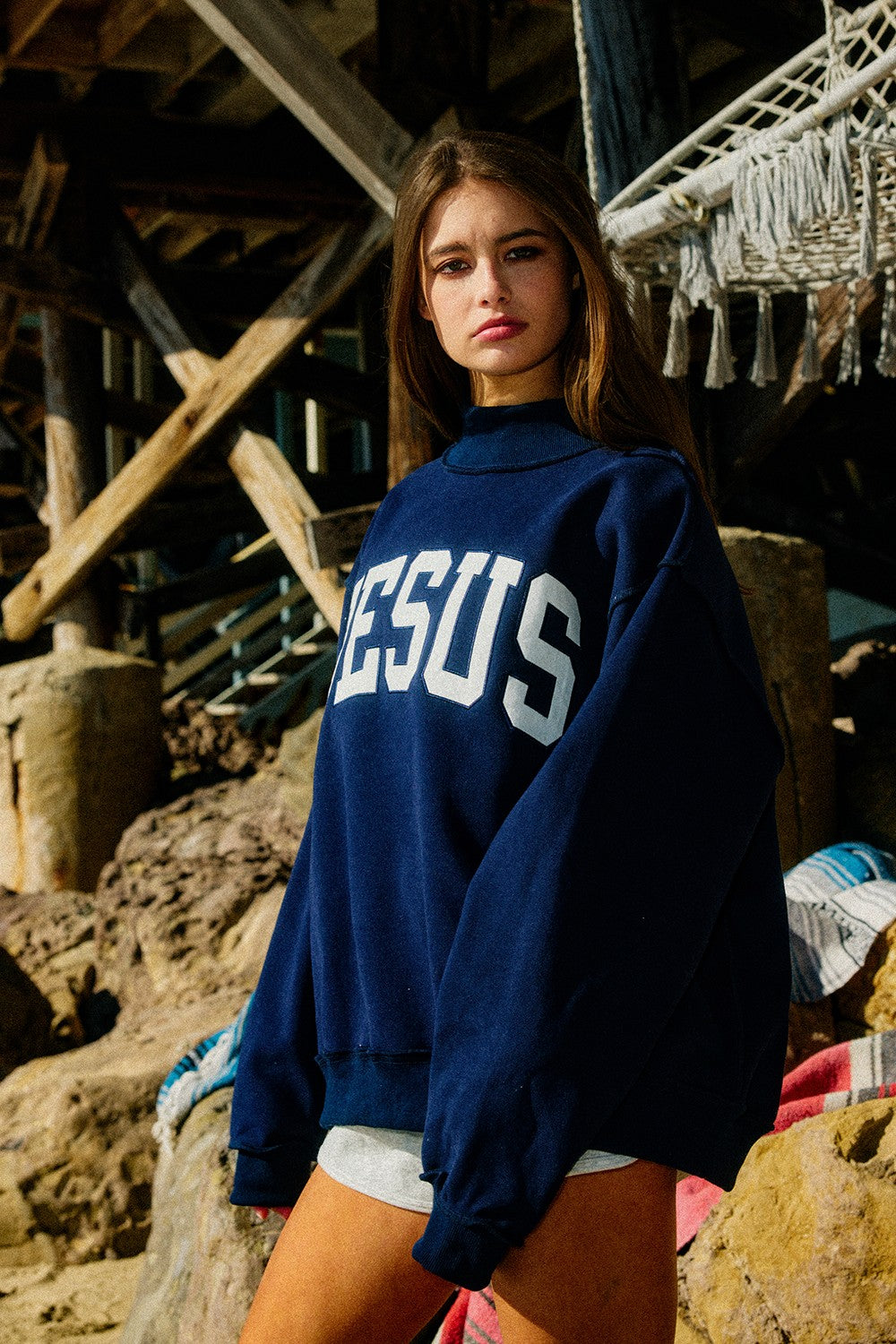 JESUS Mock Neck - Navy