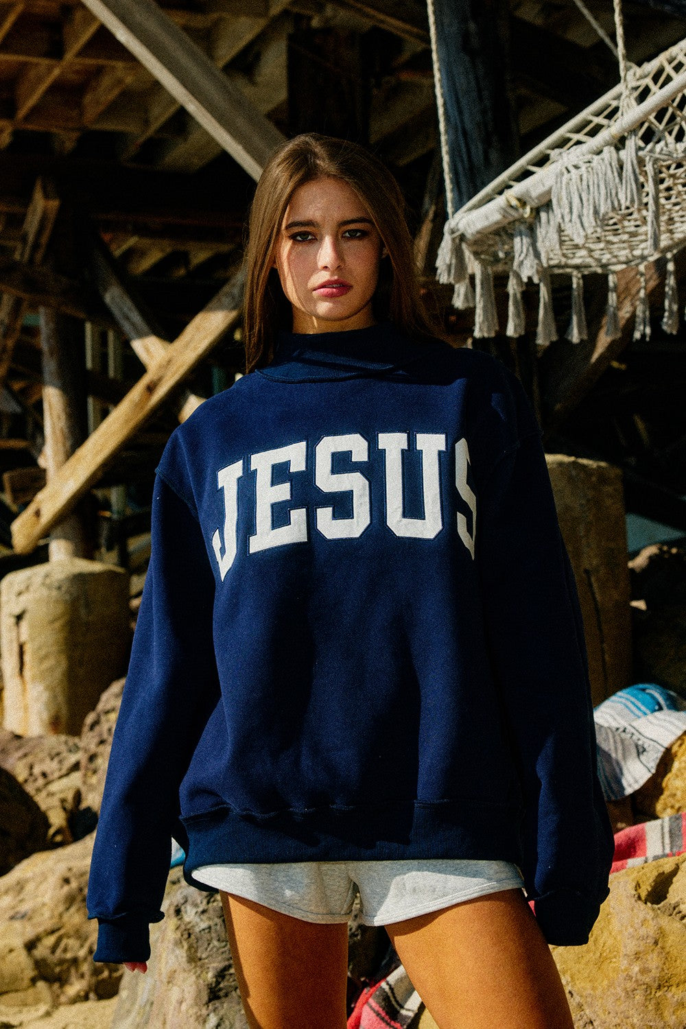 JESUS Mock Neck - Navy