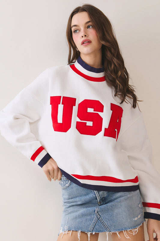USA Mock Neck Sweatshirt