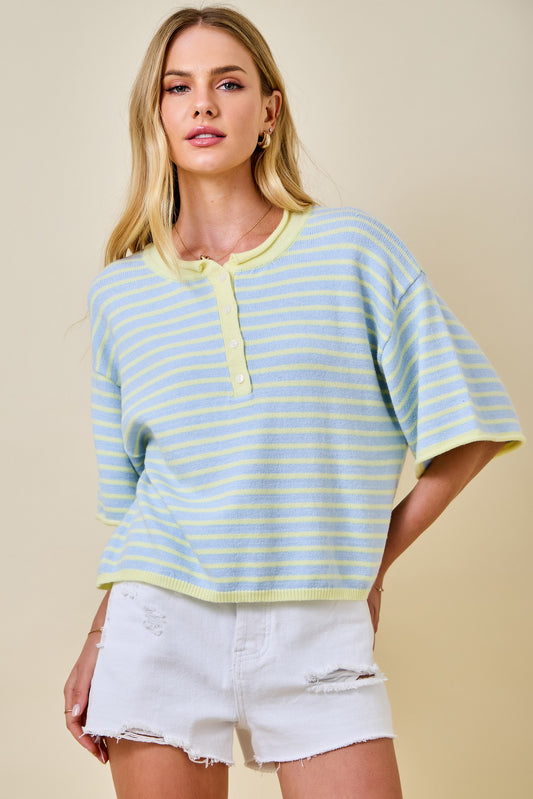 The She Makes Sweater Top - Blue Lemonade