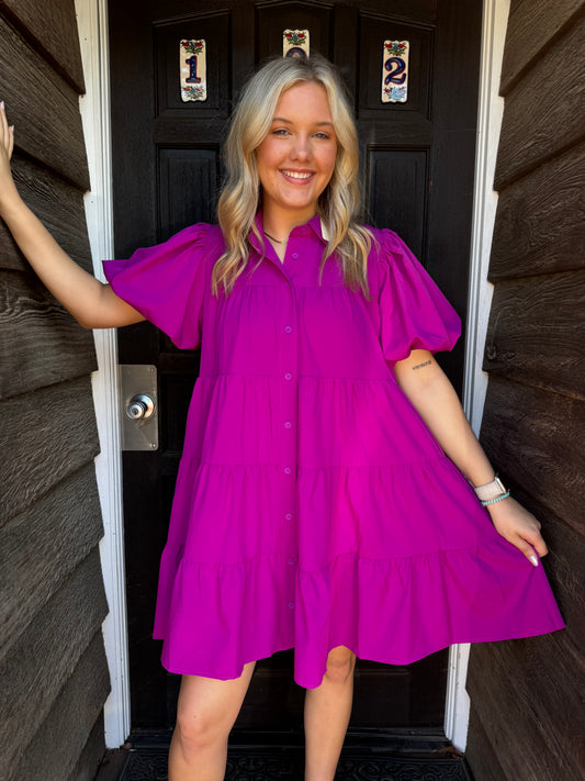 Bold Spirt Dress, Purple