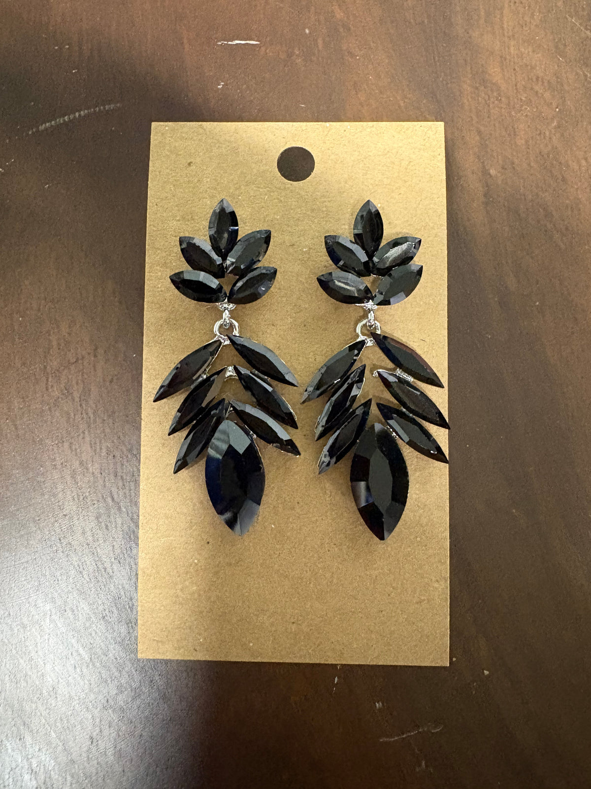 Formal Earrings Black Pointed Oval Dangle
