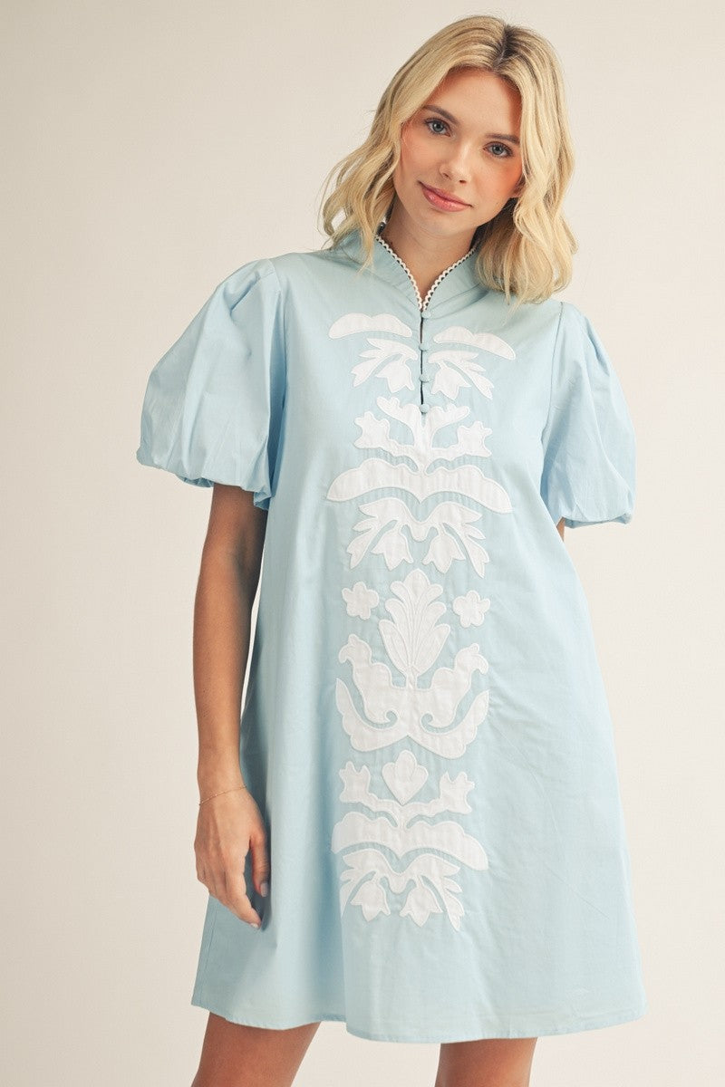 Blue Elegance Mini Dress