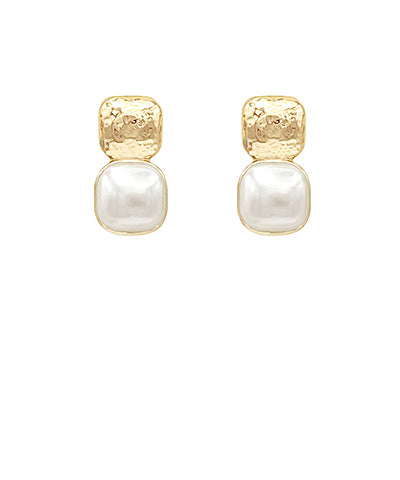 Cream & Gold Textured Earrings