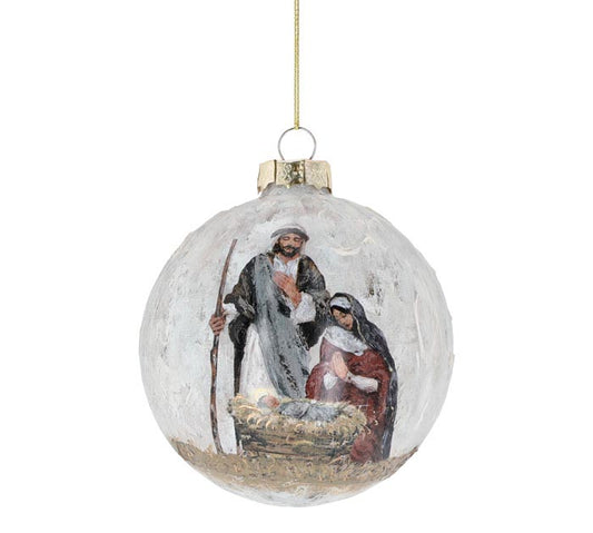 Glass Mary and Joseph Ornament