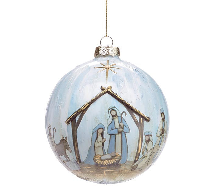 Glass Nativity Ornament