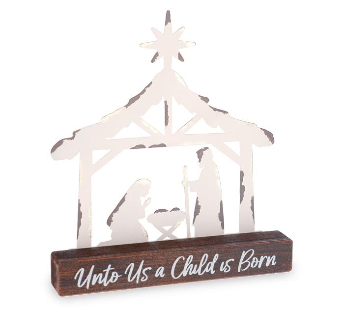 Tin Nativity Shelf Sitter