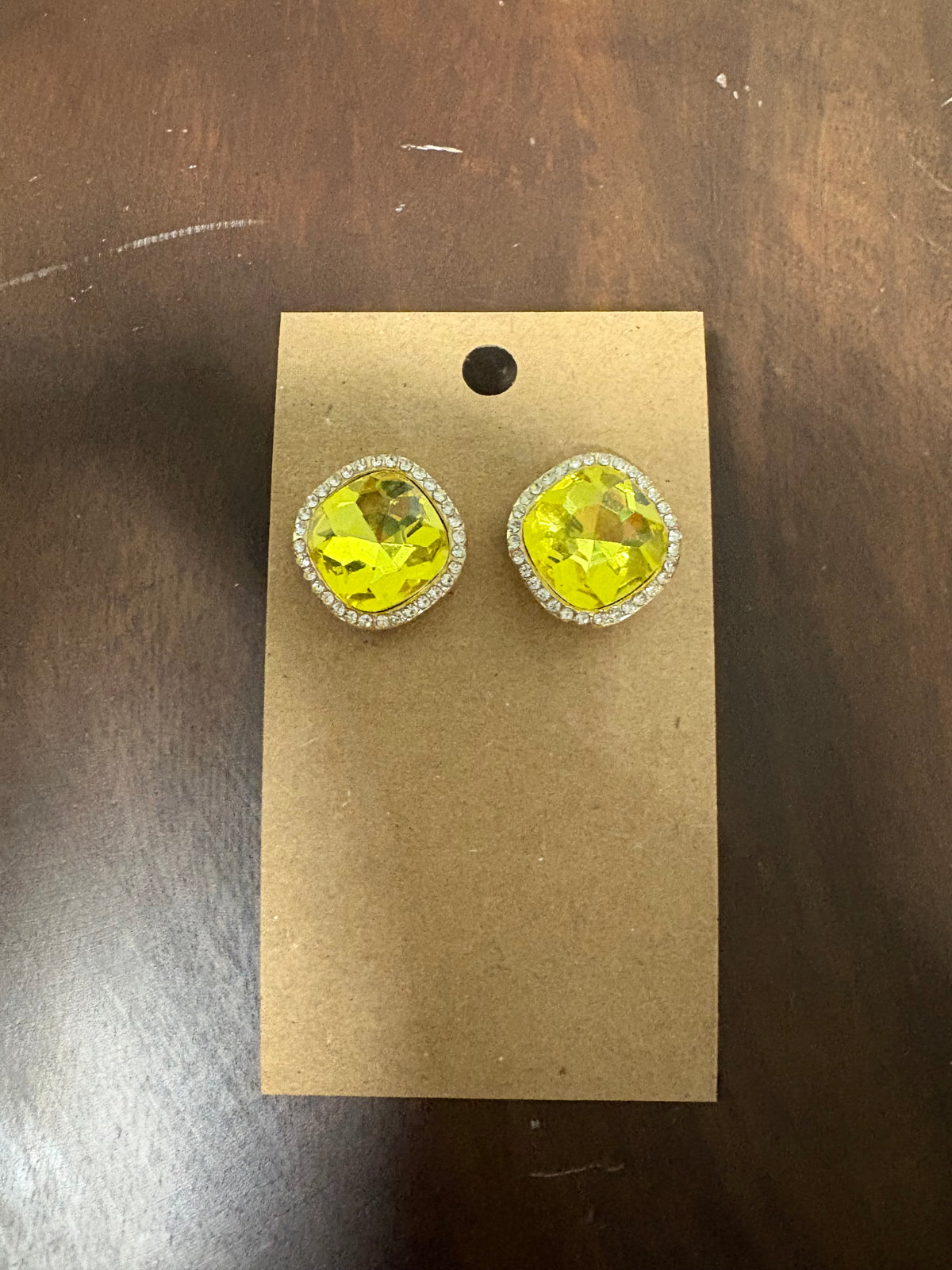 Formal Earrings Yellow Silver Outlined Stud