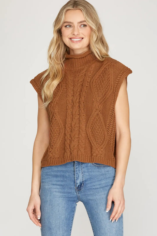 Girls Just Wanna Have Fun Sweater Vest - Caramel