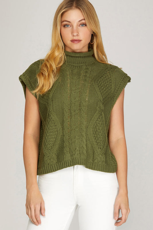Girls Just Wanna Have Fun Sweater Vest - Olive