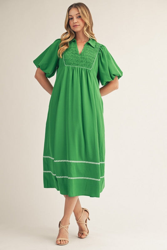 Cute & Classy Midi Dress - Green
