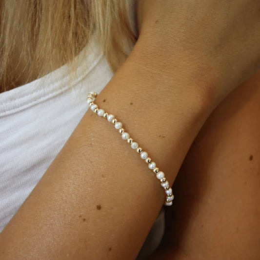 3mm Montauk 14k Gold and Pearl Waterproof Bracelet