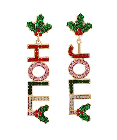 Metal Holly Jolly Earrings