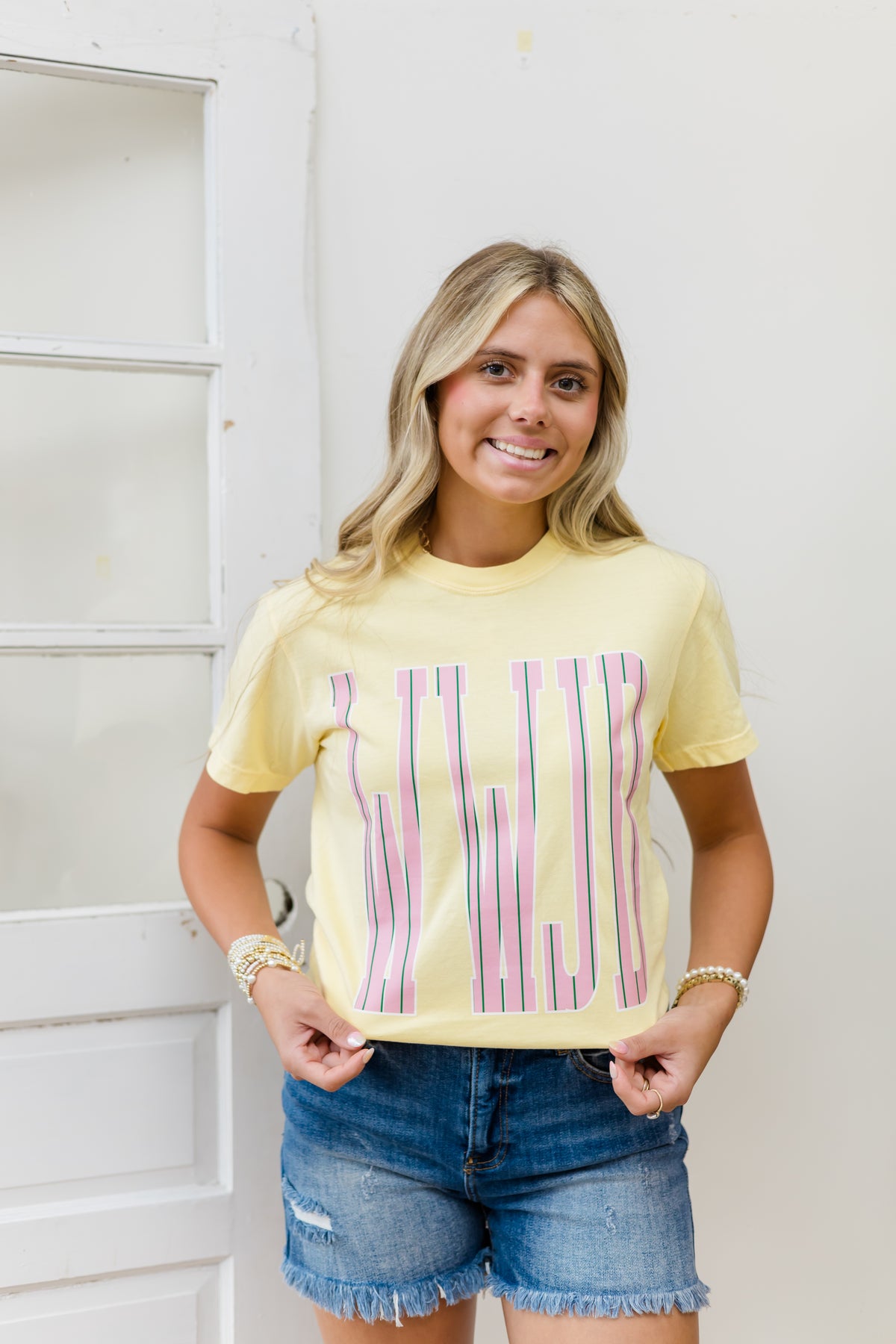 WWJD Butter Yellow Tee