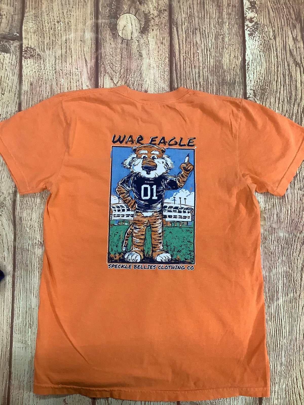 Speckle Bellies Auburn Watercolor Aubie Tee - Orange