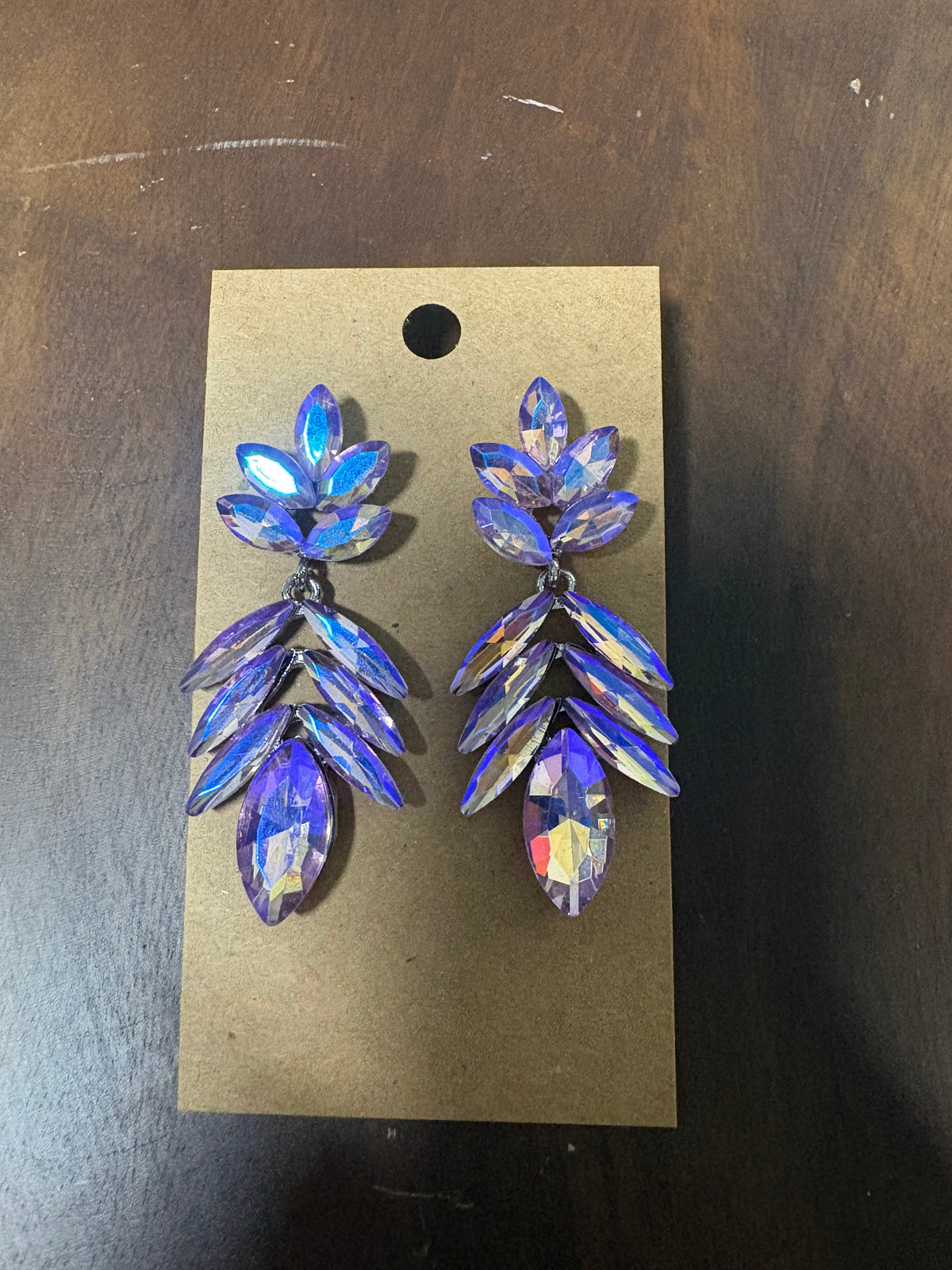 Formal Earrings Lavender Pointed Oval Dangle