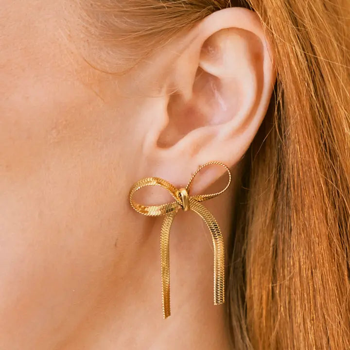 Nikki Smith Herringbone Bow Earrings