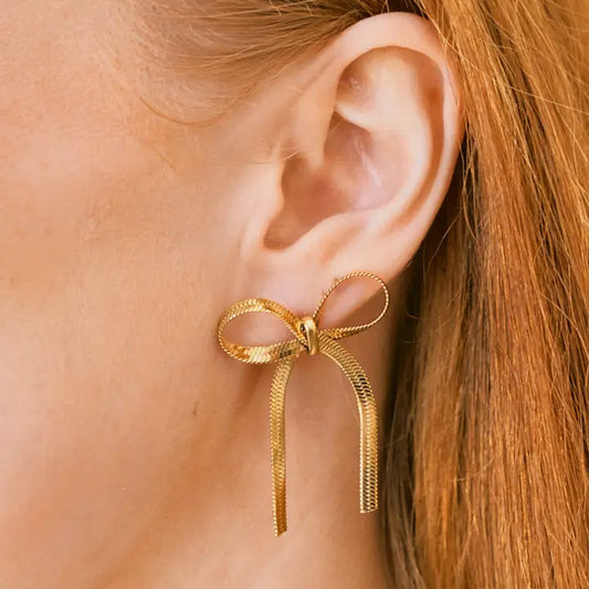Nikki Smith Herringbone Bow Earrings