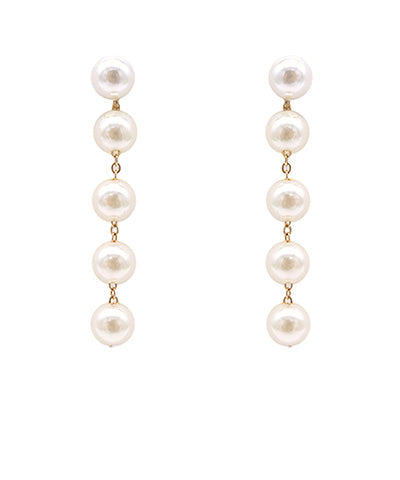 Connected Chain 5 Pearl Earrings