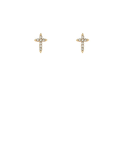 Crystal Stud Cross Earrings
