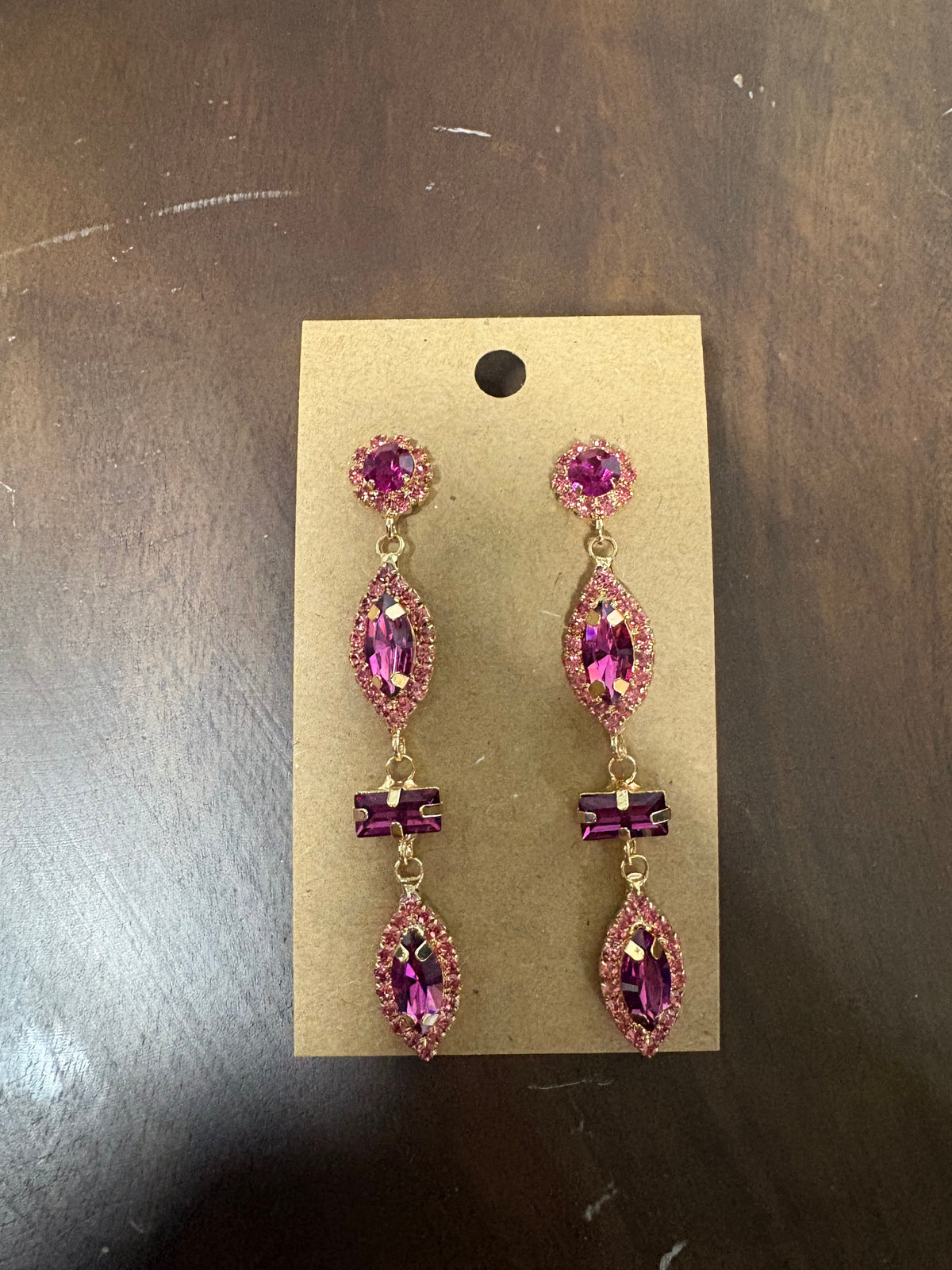 Formal Earrings Hot Pink Geometric Dangle