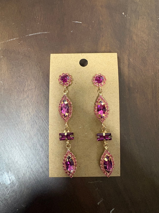Formal Earrings Hot Pink Geometric Dangle