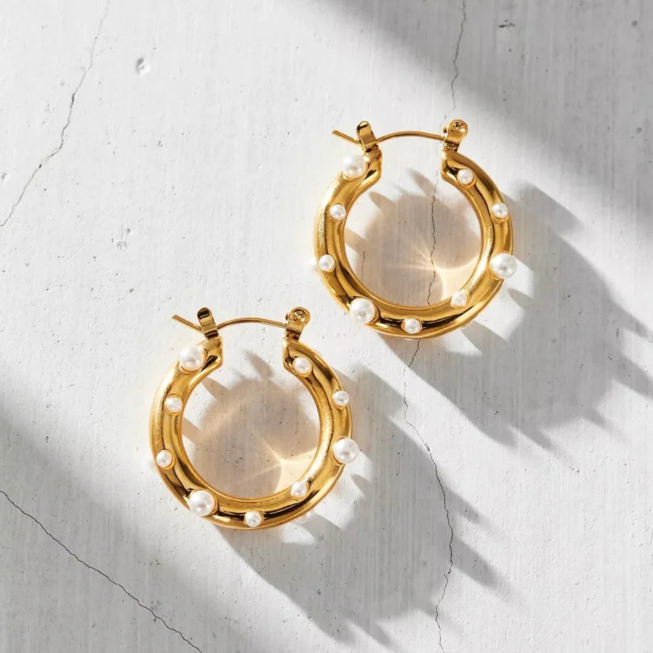 Ellie Vail Nicoletta Pearl Hoop Earring