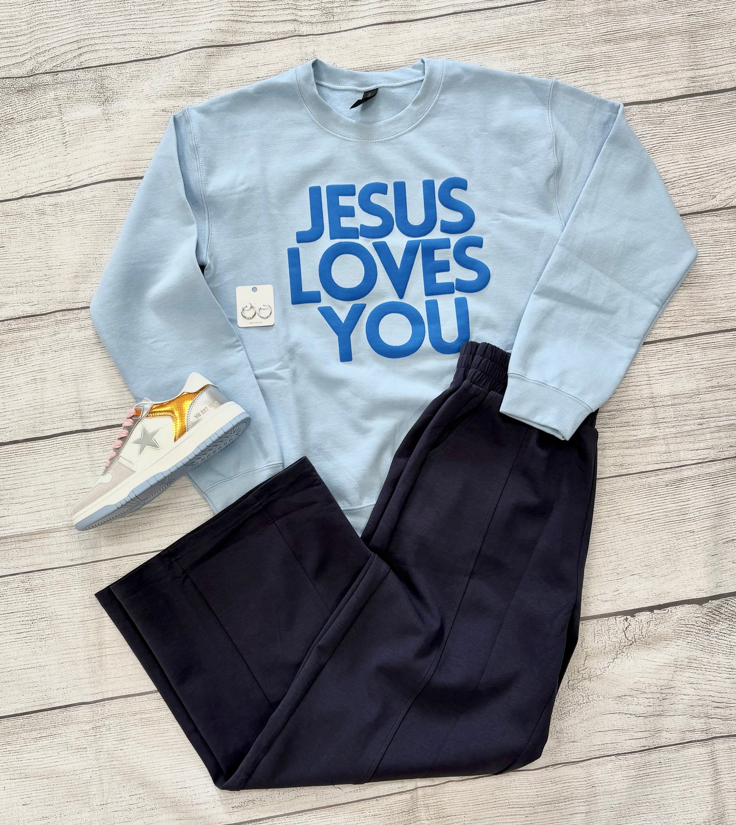 Jesus Loves You Blue Crewneck