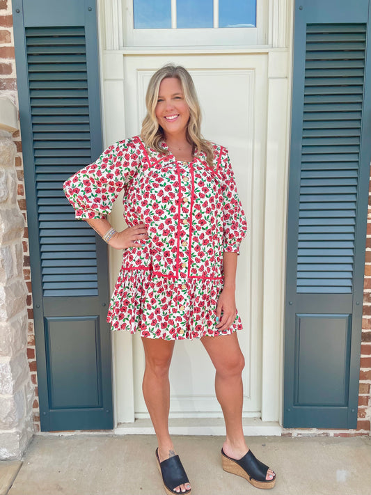 Frolicking Through Poppy Fields Mini Dress