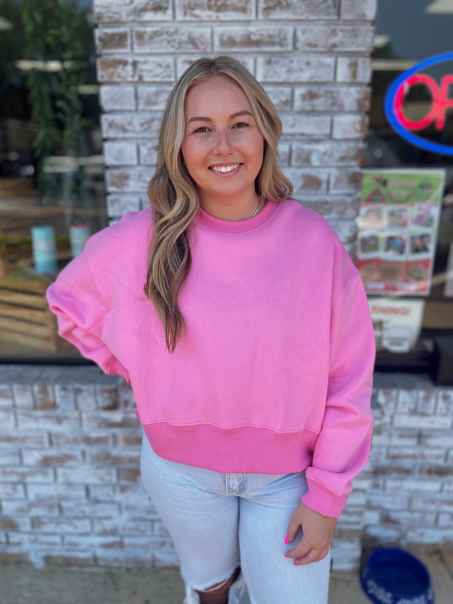 Snuggle Me Cropped Sweater - Hot Pink