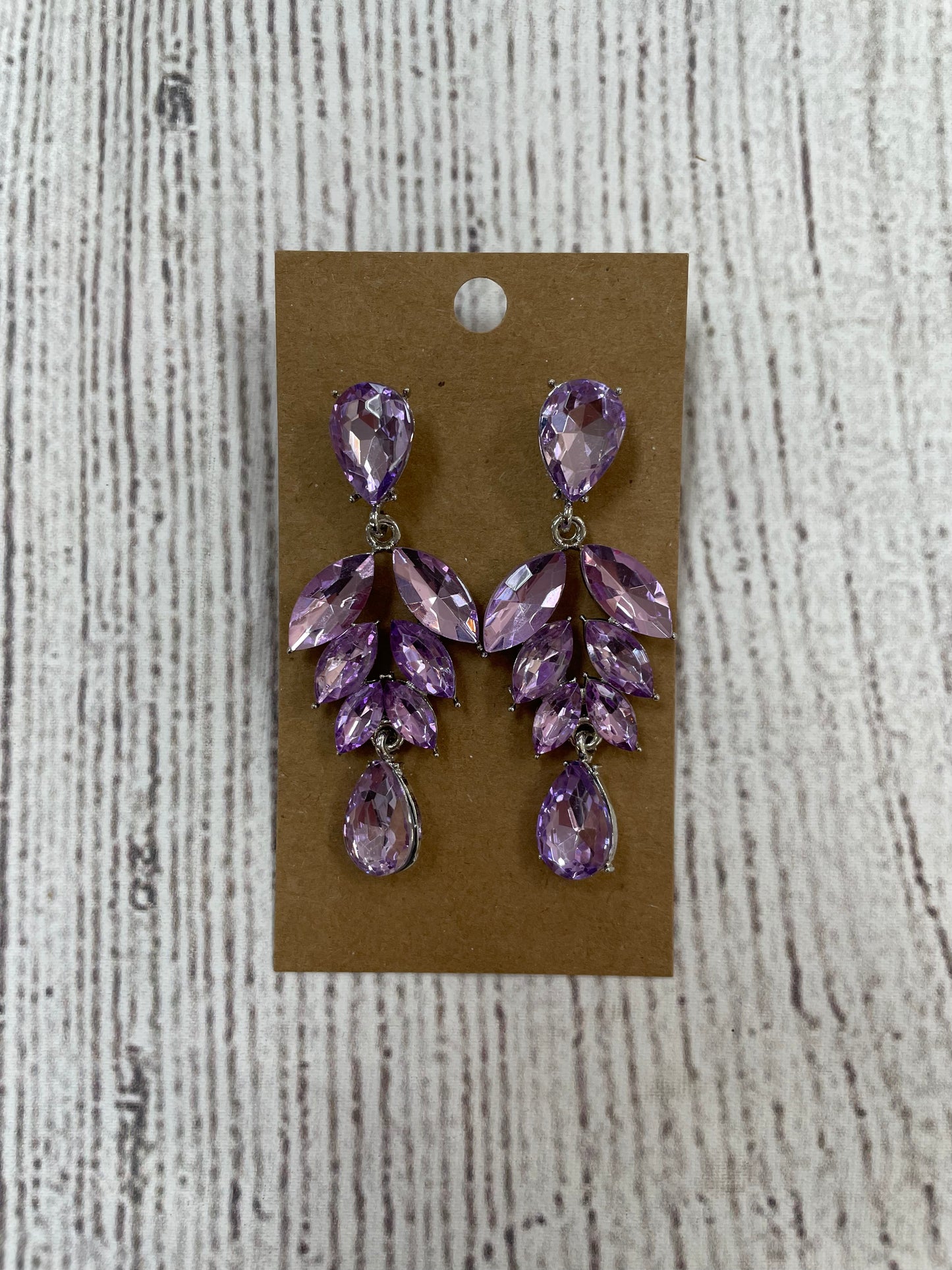 Formal Earrings Lavender Long Leafy Dangle